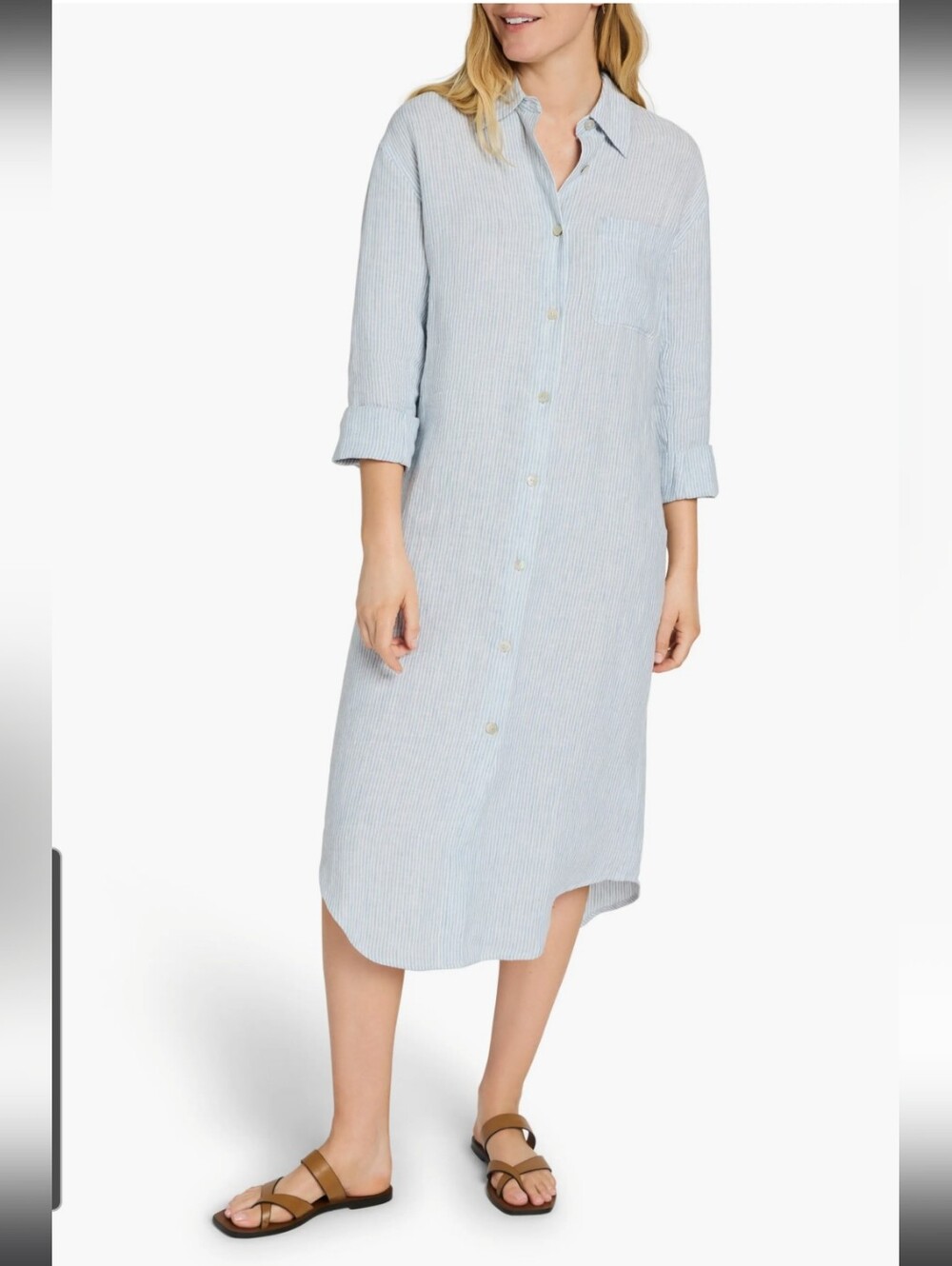 Faherty Laguna 100% Linen Button-Front Shirt Dress